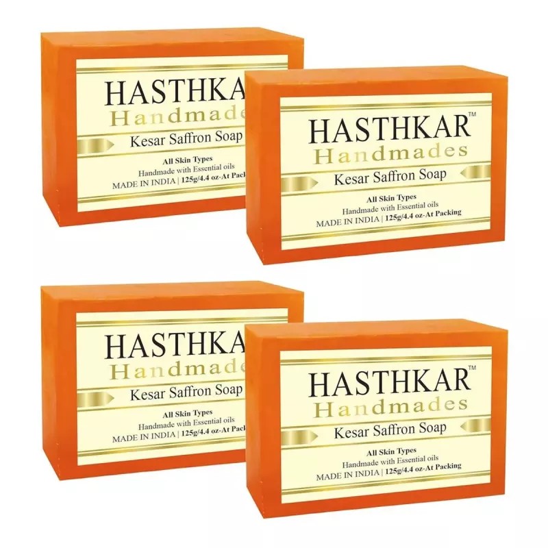 Hasthkar Handmades Kesar Saffron Soap (125g, Pack of 4)