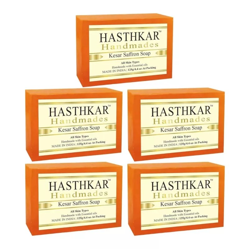 Hasthkar Handmades Kesar Saffron Soap (125g, Pack of 5)