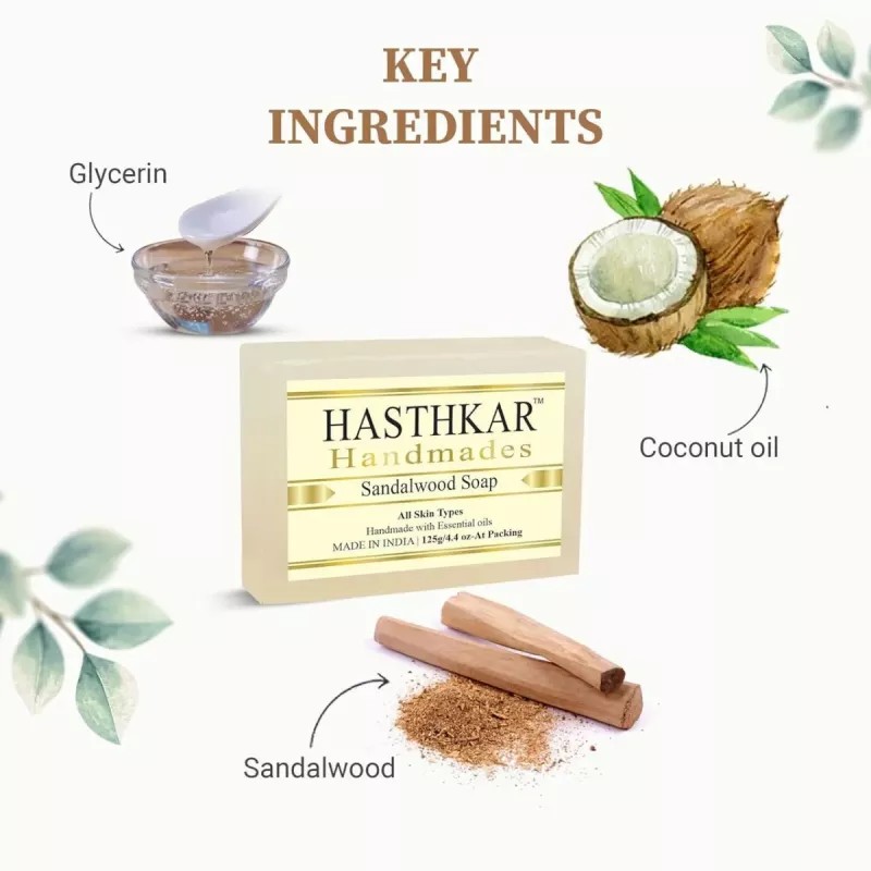 Hasthkar Handmades Sandalwood Soap (125g, Pack of 4)