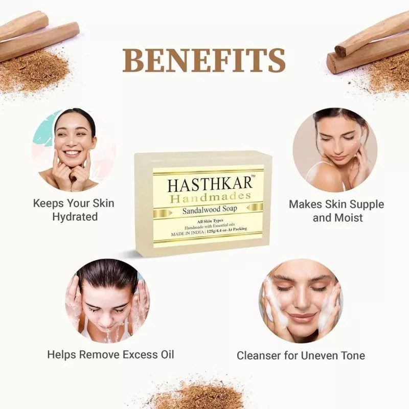 Hasthkar Handmades Sandalwood Soap (125g, Pack of 4)