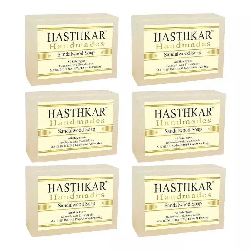 Hasthkar Handmades Sandalwood Soap (125g, Pack of 6)