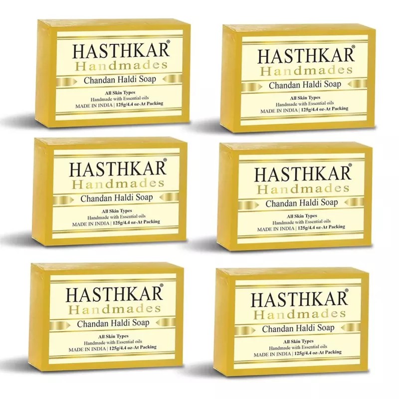 Hasthkar Handmades Chandan Haldi Soap (125g, Pack of 6)