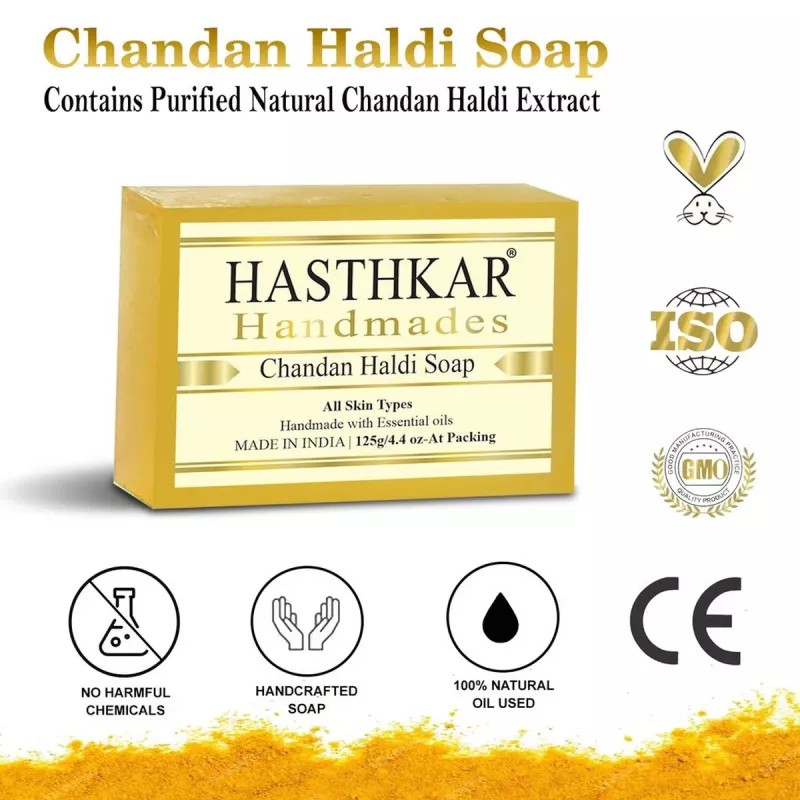 Hasthkar Handmades Chandan Haldi Soap (125g, Pack of 6)