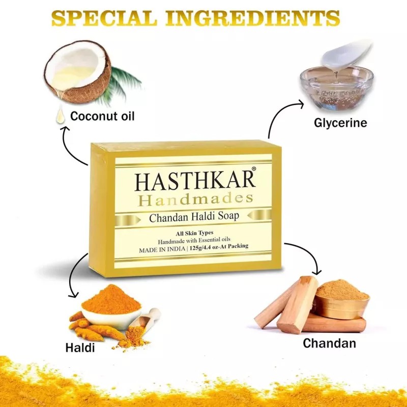 Hasthkar Handmades Chandan Haldi Soap (125g, Pack of 6)