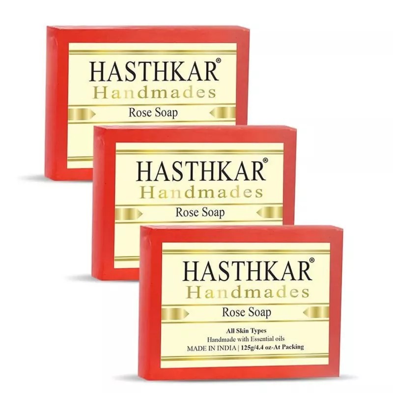 Hasthkar Handmades Rose Soap (125g, Pack of 3)