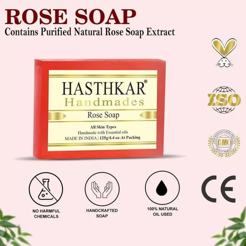 Hasthkar Handmades Rose Soap (125g, Pack of 3)