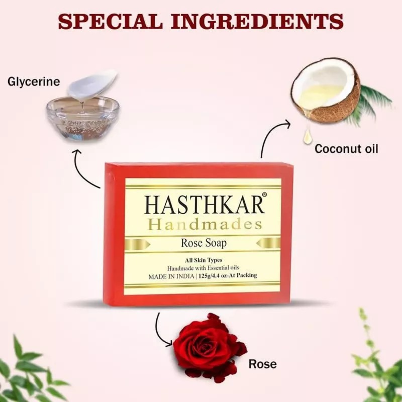 Hasthkar Handmades Rose Soap (125g, Pack of 3)