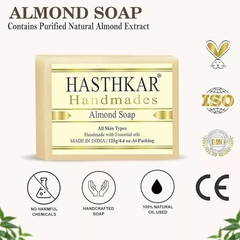 Hasthkar Handmades Almond Soap (125g, Pack of 4)