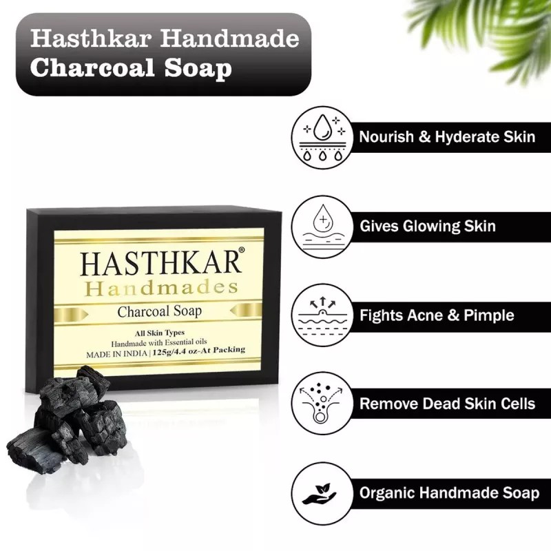 Hasthkar Handmades Charcoal Soap (125g, Pack of 5)