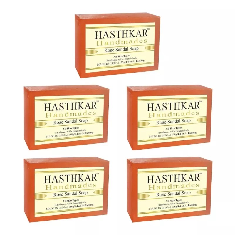Hasthkar Handmades Rose Sandal Soap (125g, Pack of 5)