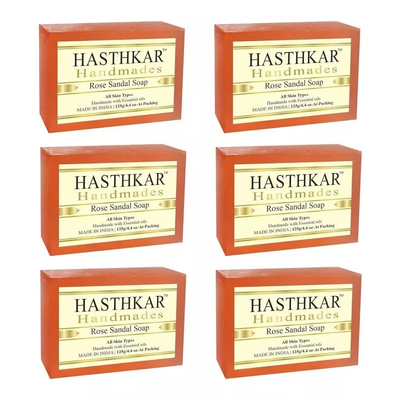 Hasthkar Handmades Rose Sandal Soap (125g, Pack of 6)