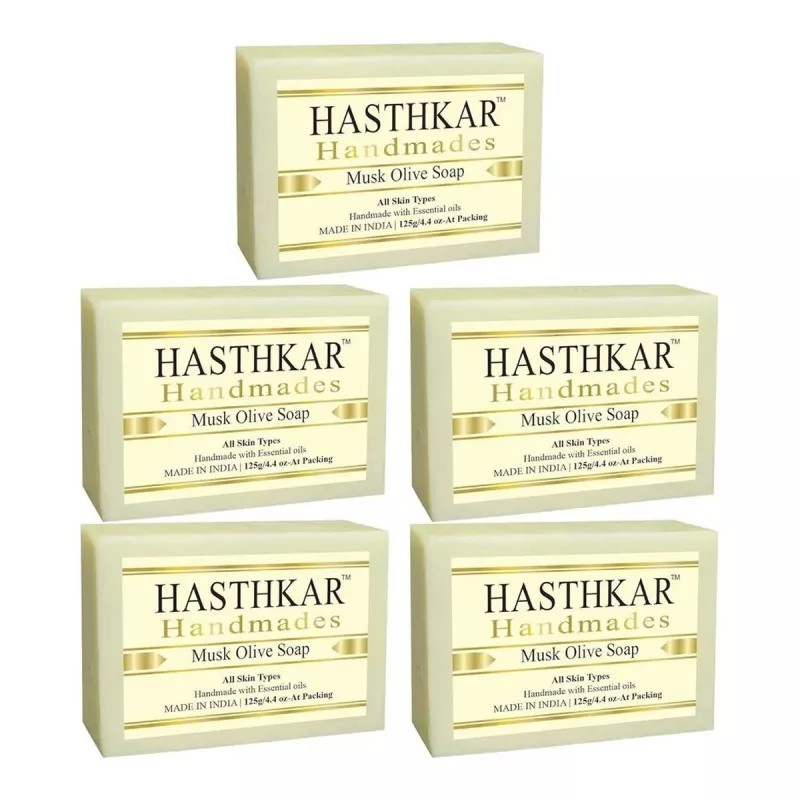 Hasthkar Handmades Musk Olive Soap (125g, Pack of 5)