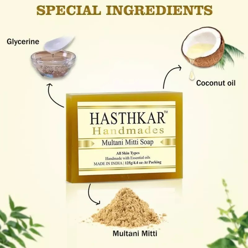 Hasthkar Handmades Multani Mitti Soap (125g, Pack of 3)