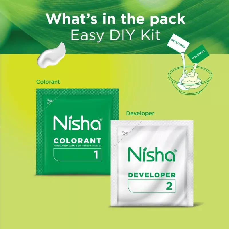 Nisha Creme Hair Color 4.3 Golden Brown (Pouch Pack) (Colorant 20g + Developer 20ml) (40g, Pack of 6)