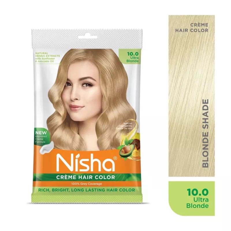 Nisha Creme Hair Color Ultra Blonde (50g, Pack of 6)