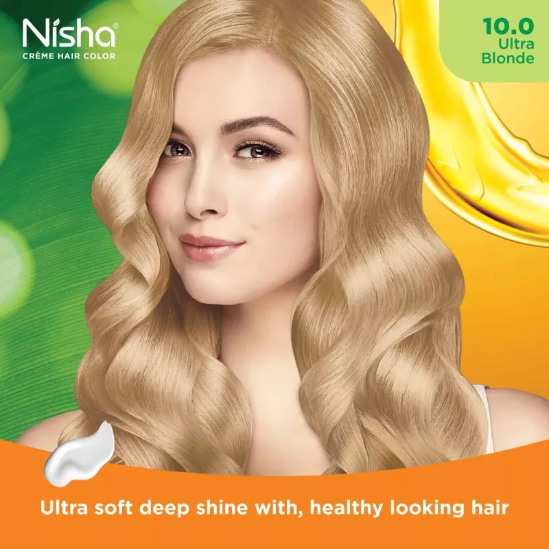 Nisha Creme Hair Color Ultra Blonde (50g, Pack of 6)