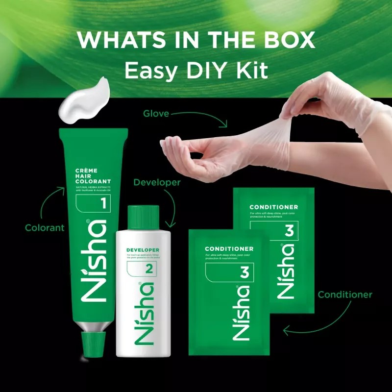 Nisha Creme Hair Color 5.64 Copper Red Combo (Developer 60ml, Colorant Tube 60gm, Conditioner 6ml (Box) + 40gm Pouch) (1Pack)