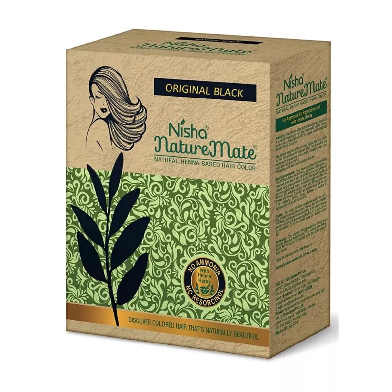 Nisha Nature Mate Henna Based Hair Color Original Black Powder (60g)