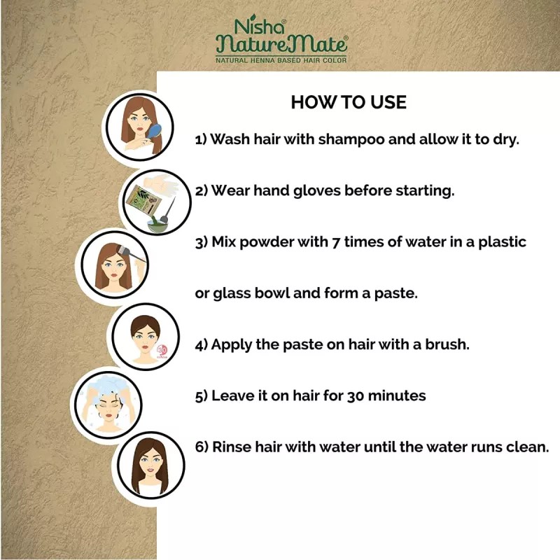 Nisha Nature Mate Henna Based Hair Color Original Black Powder (60g, Pack of 3)