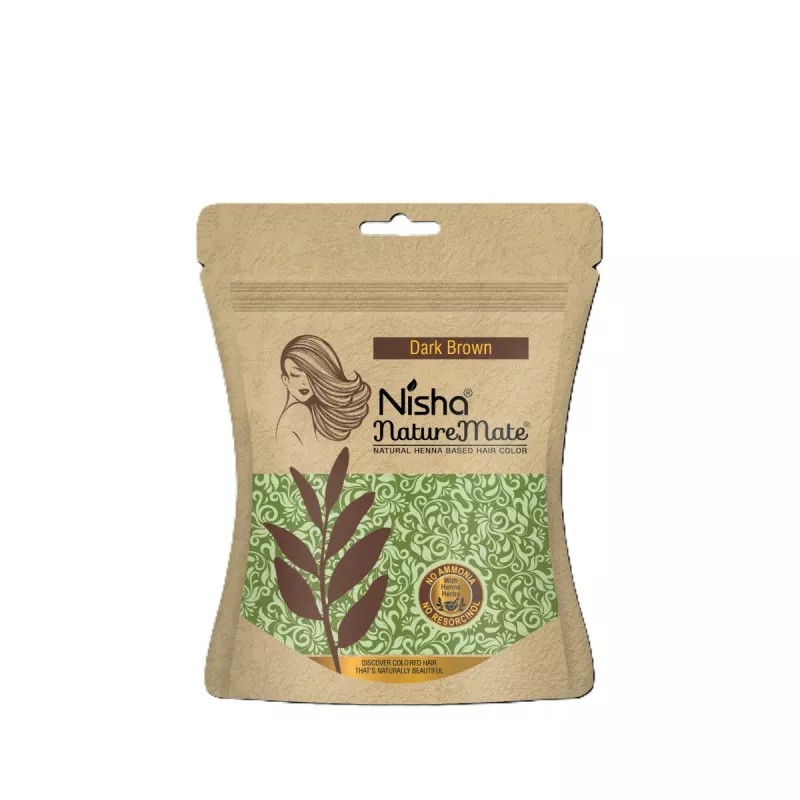 Nisha Nature Mate Henna Based Hair Color Dark Brown Powder (45g, Pack of 3)