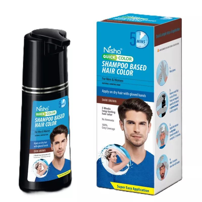 Nisha 5 Minutes Quick Hair Color Shampoo Dark Brown (180ml)