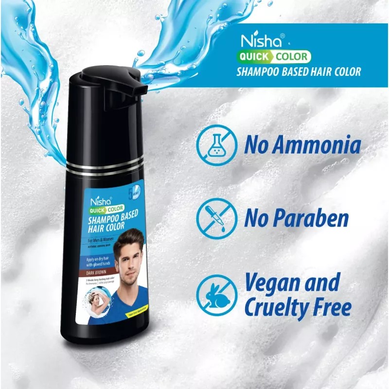 Nisha 5 Minutes Quick Hair Color Shampoo Dark Brown (180ml)