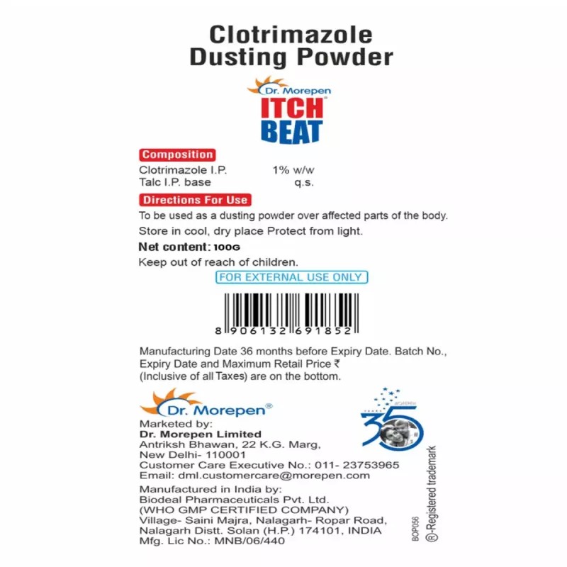 Dr Morepen Itch Beat Antifungal Dusting Powder (100g, Pack of 2)