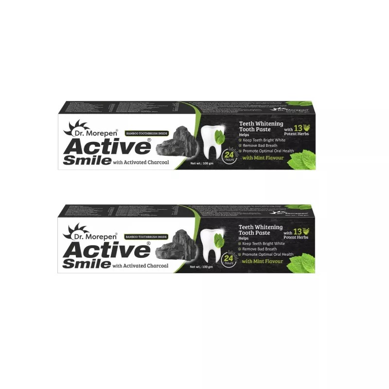 Dr Morepen Active Smile Charcoal Toothpaste (100g, Pack of 2)