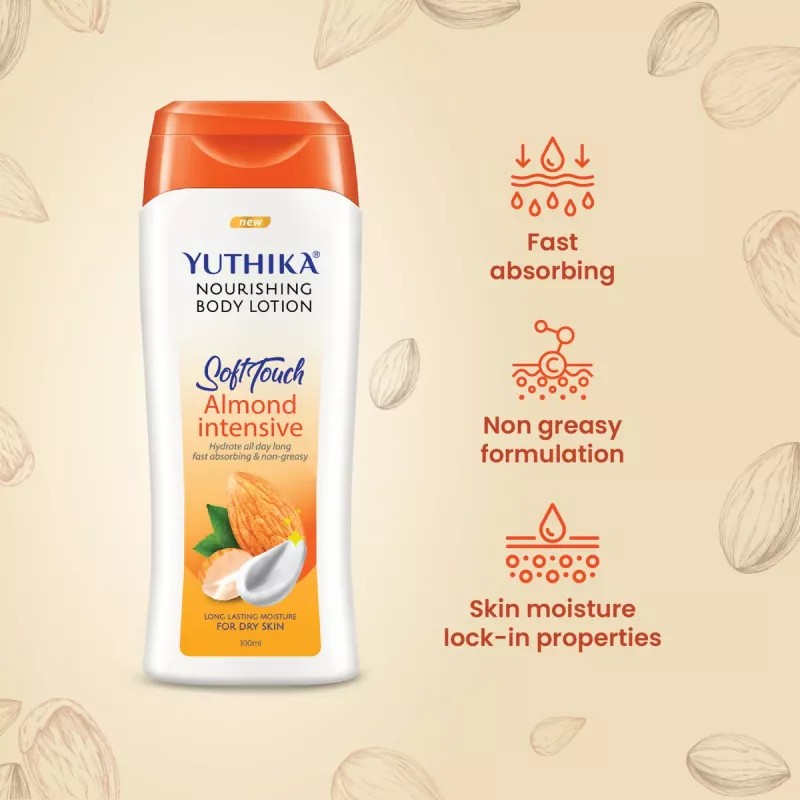 Yuthika Soft Touch Almond Intensive Body Lotion (100ml, Pack of 2)