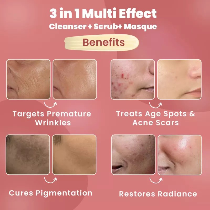 Wild Oak 3 In 1 Multi Effect Cleanser + Scrub + Masque (100g)