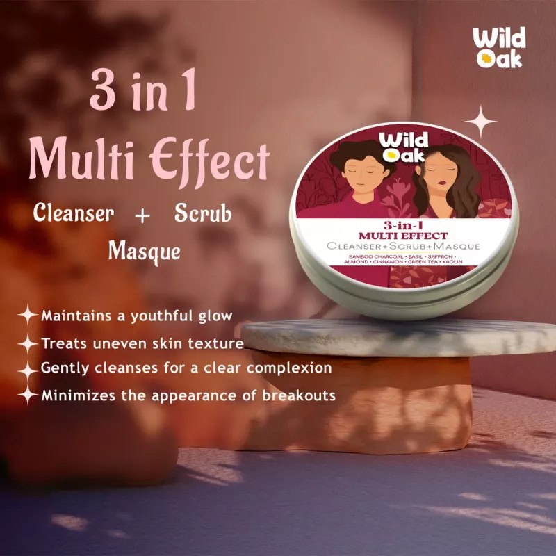 Wild Oak 3 In 1 Multi Effect Cleanser + Scrub + Masque (100g)