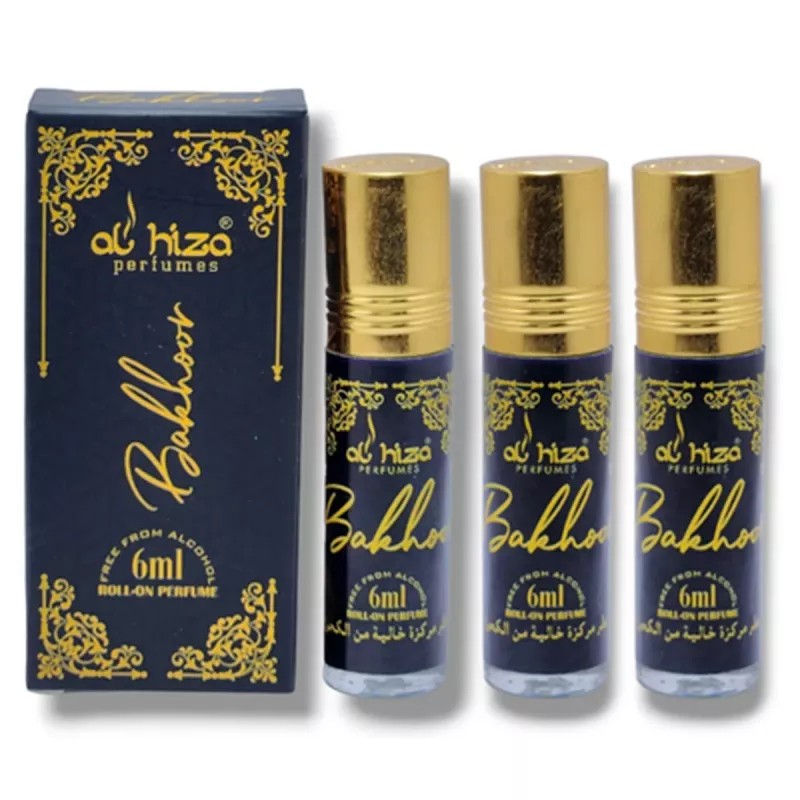 Al Hiza Perfumes Bakhoor Roll-on Perfume Free From Alcohol (6ml, Pack of 3)