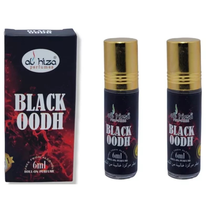 Al Hiza Perfumes Black OODH Roll-on Perfume Free From Alcohol (6ml, Pack of 2)