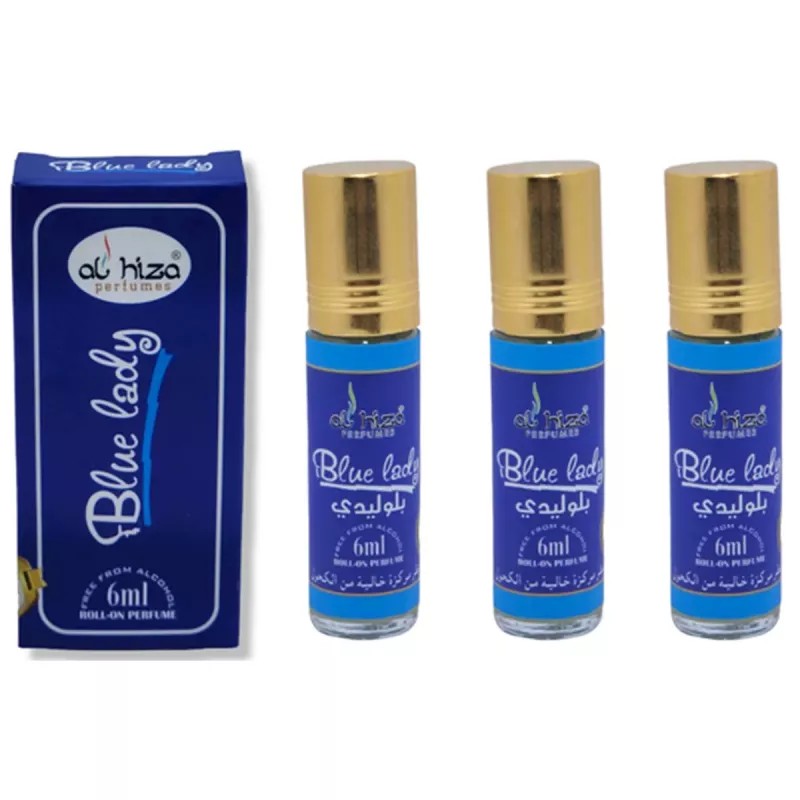 Al Hiza Perfumes Blue Lady Roll-on Perfume Free From Alcohol (6ml, Pack of 3)