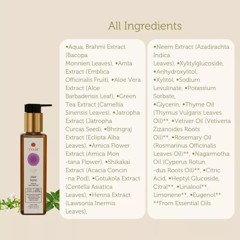 Tvam Hair Tonic Henna Anti-Hair Fall (200ml)