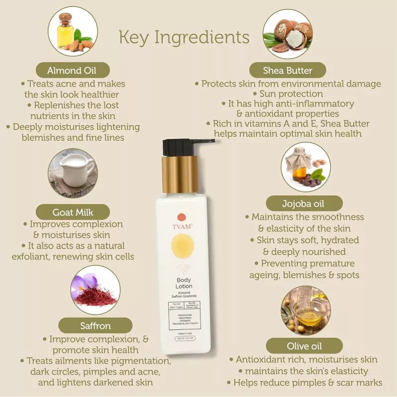 Tvam Body Lotion Almond Saffron Goatmilk (200ml)