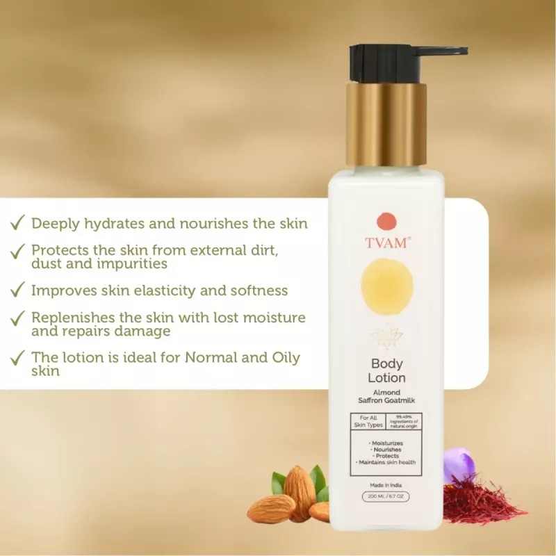 Tvam Body Lotion Almond Saffron Goatmilk (200ml)