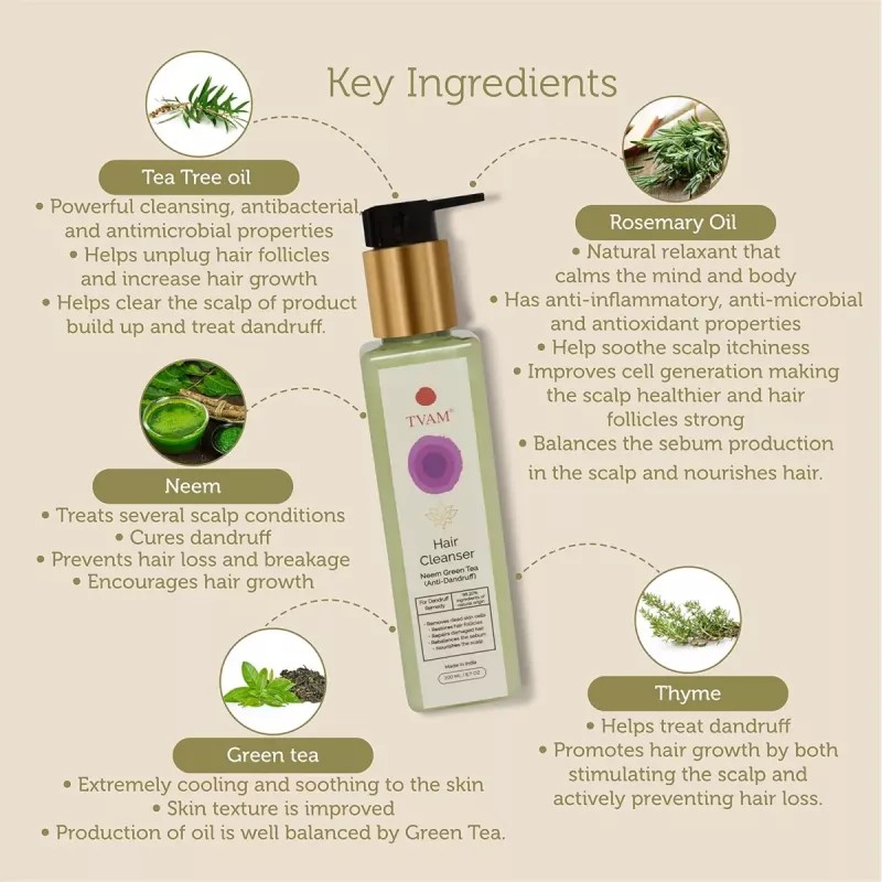 Tvam Hair Cleanser Neem Green Tea (Anti-Dandruff) (200ml)