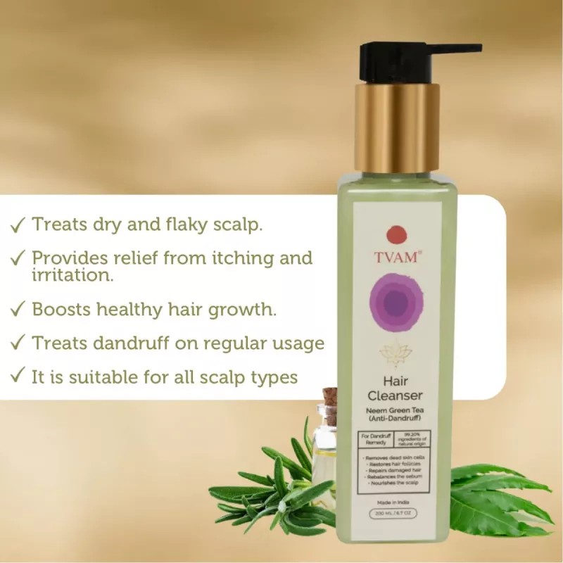 Tvam Hair Cleanser Neem Green Tea (Anti-Dandruff) (200ml)