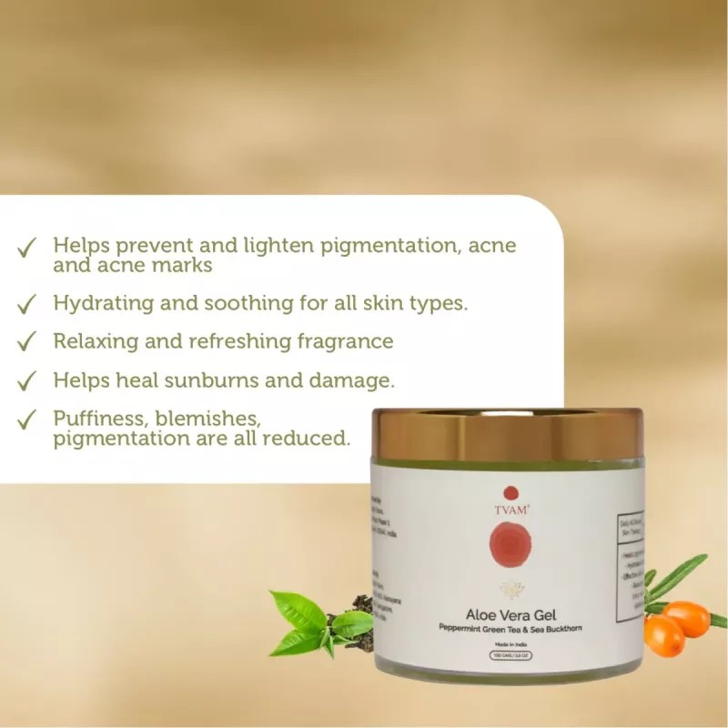 Tvam Aloe Vera Gel Peppermint Green Tea & Sea Buckthorn (100g)