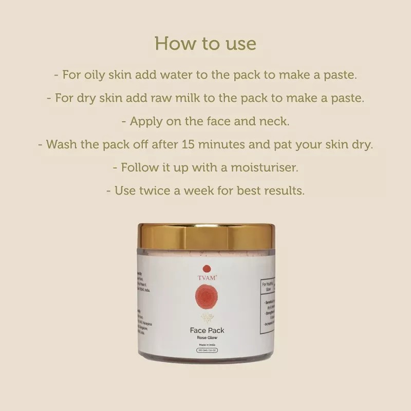 Tvam Face Pack Powder Rose Glow (100g)