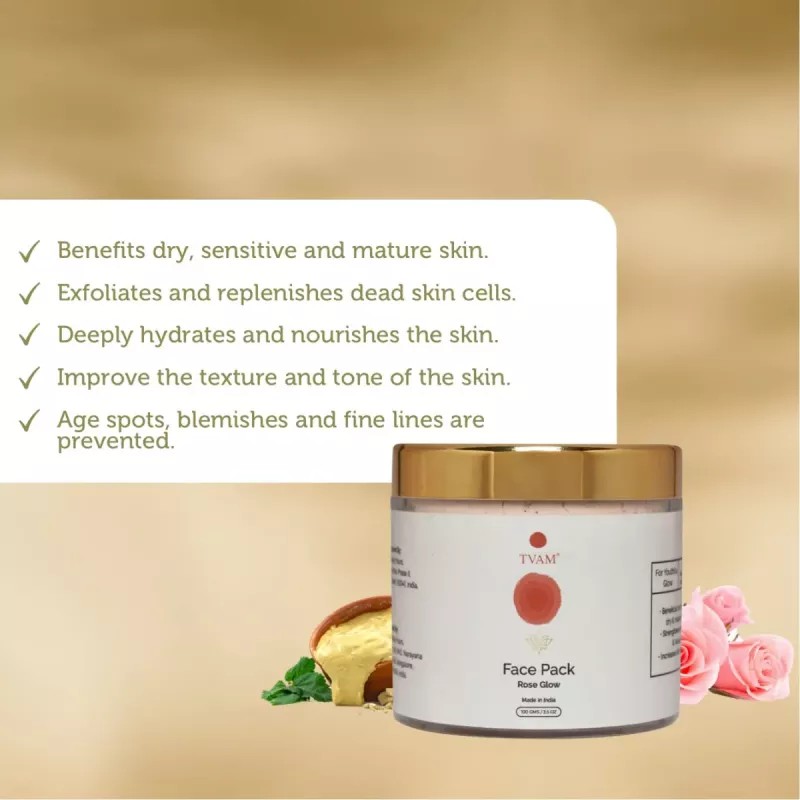 Tvam Face Pack Powder Rose Glow (100g)