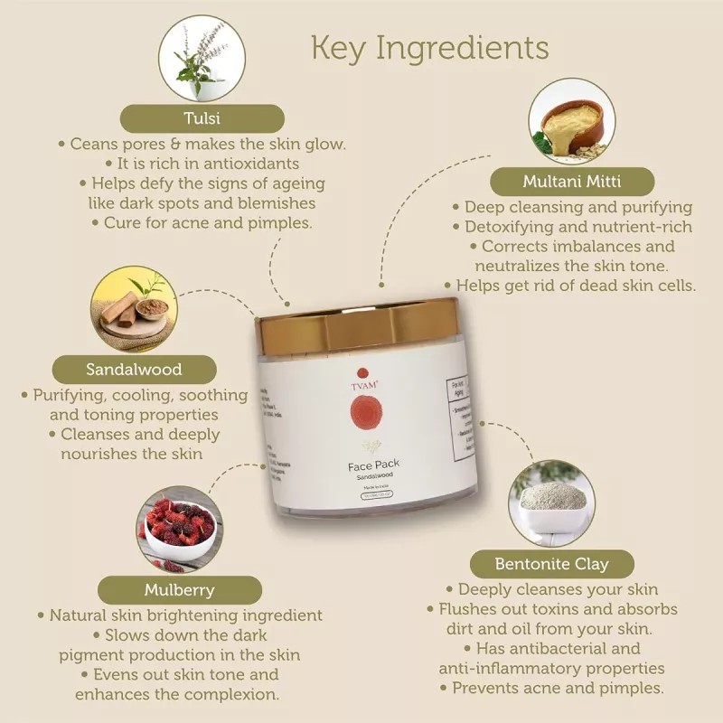 Tvam Face Pack Powder Sandalwood (100g)
