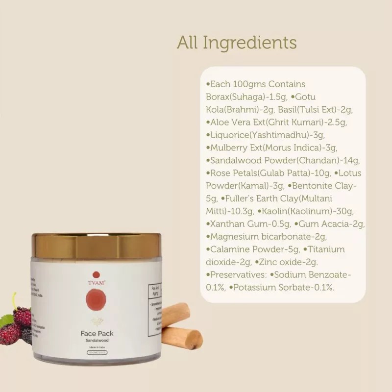 Tvam Face Pack Powder Sandalwood (100g)
