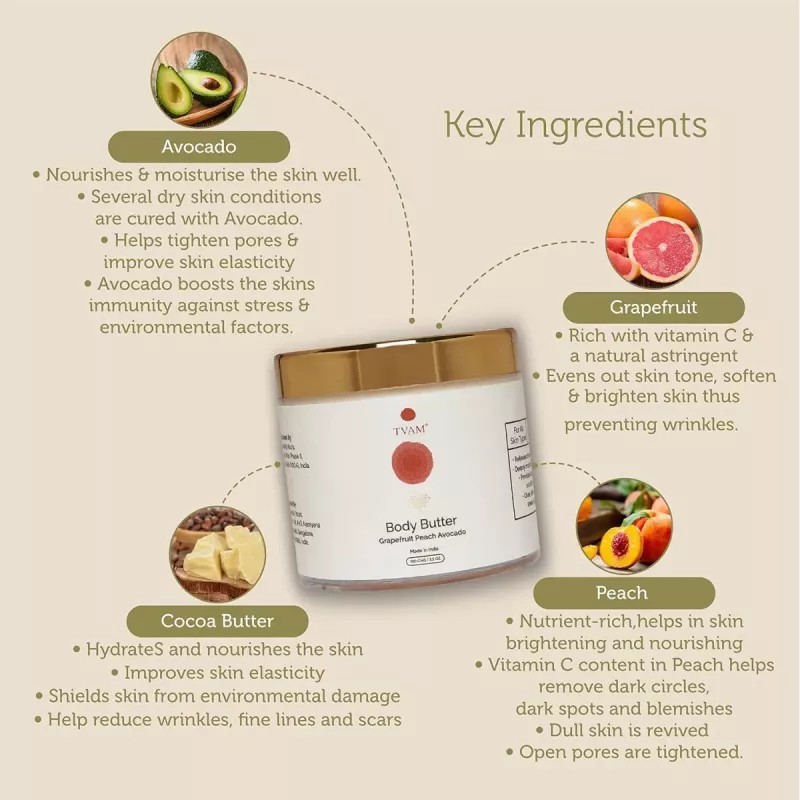 Tvam Body Butter Grapefruit Peach Avocado (100g)
