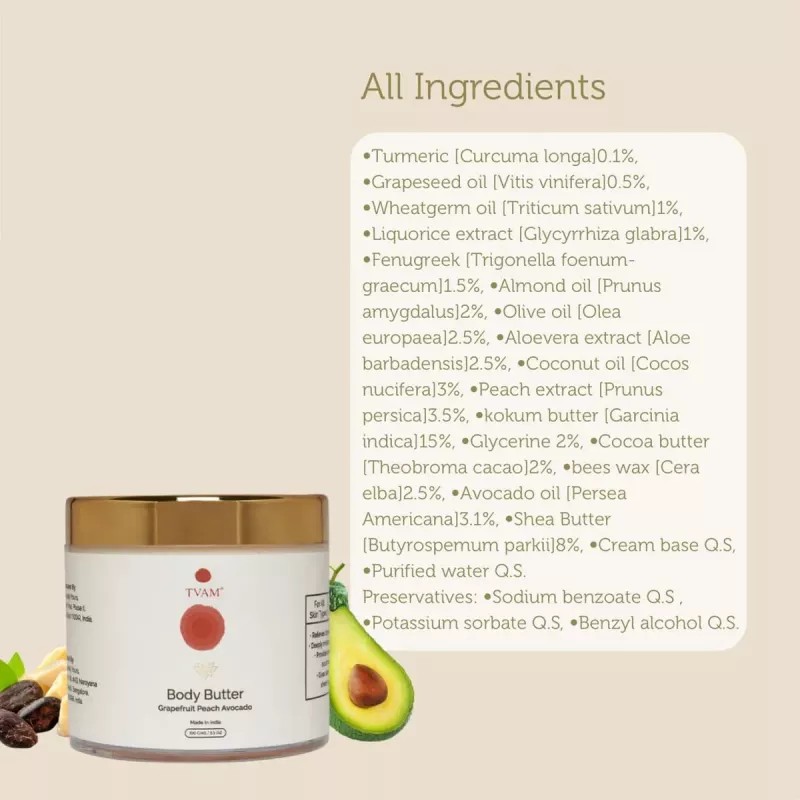 Tvam Body Butter Grapefruit Peach Avocado (100g)