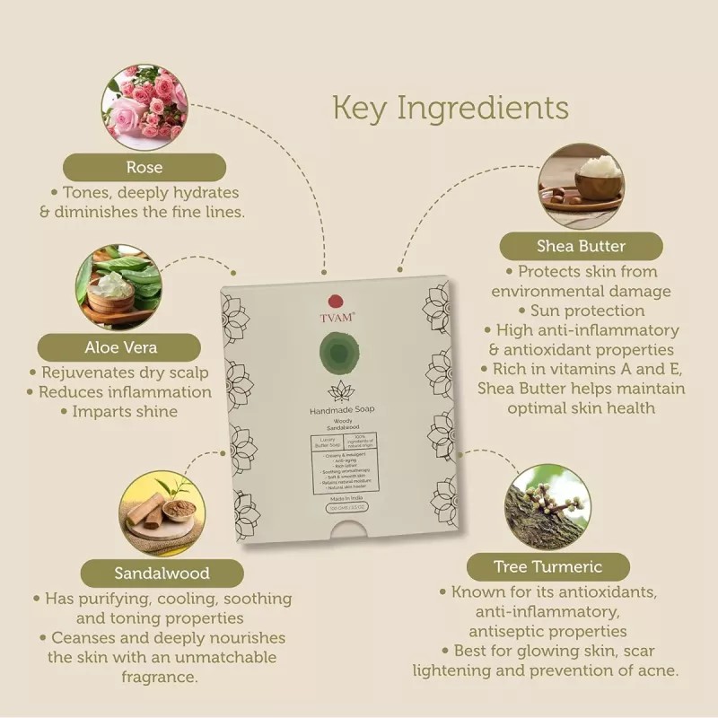 Tvam Handmade Soap Woody Sandalwood (100g)