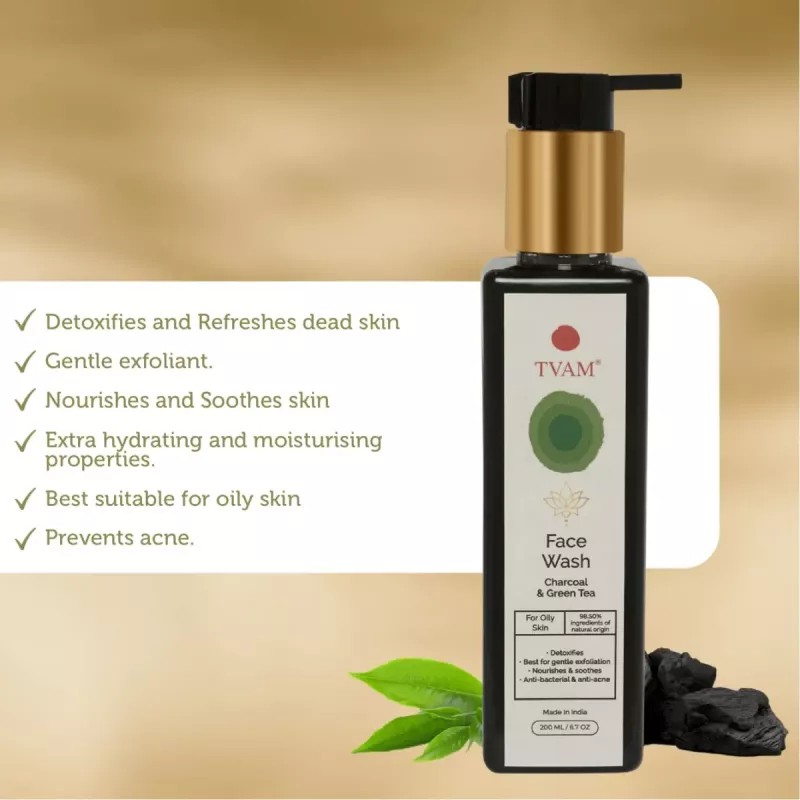 Tvam Face Wash Charcoal & Green Tea (200ml)