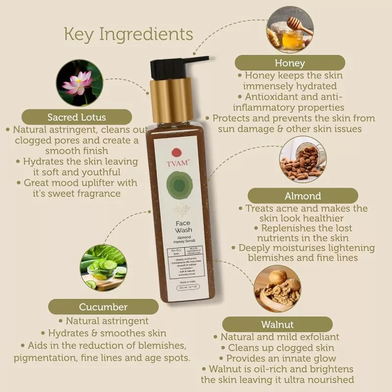 Tvam Face Wash Almond Honey Scrub (200ml)