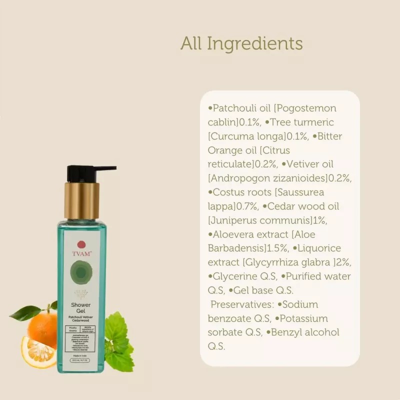 Tvam Shower Gel Patchouli Vetiver Cedarwood (200ml)
